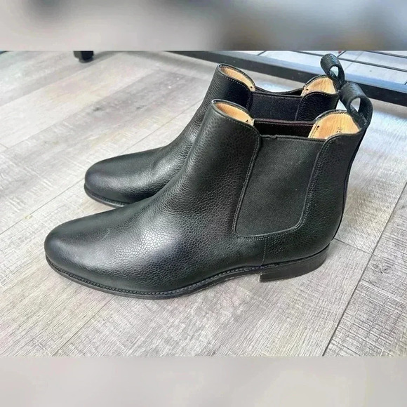 TAFT Black Leather Chelsea Pull On Ankle Boots Handcrafted In Spain Size 10 - Picture 4 of 7